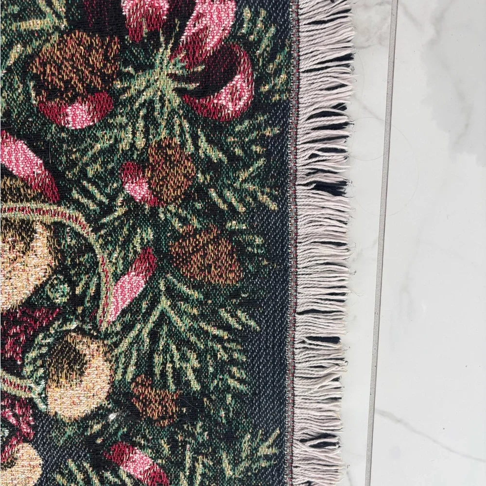 Vintage Goodwin Weavers 100% Cotton Christmas Teddy Bear Holiday Throw Blanket